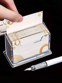 1pc Transparent Acrylic Business Card Holder - Fashionable Clear Display Box For Organizing Business Cards - Suitable For Office Supplies, Event Decorations, Etc. Modern Card Holder, Plastic Material, Card Storage Box, Card Case - Multicolor - View 1