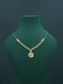 5 件 18K 镀金奢华皇家风格新娘婚礼配饰，手工制作，采用白色方晶锆石，包括项链、手链、耳环、戒指，适合日常佩戴和婚礼仪式，结婚周年纪念礼物 - 流蘇 - 查看 5