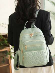 Women's Fashion Large Capacity Versatile Backpack With Rivets, Handbag & Shoulder Bag, Suitable For Commuting, Students And Mothers - Green - View 4