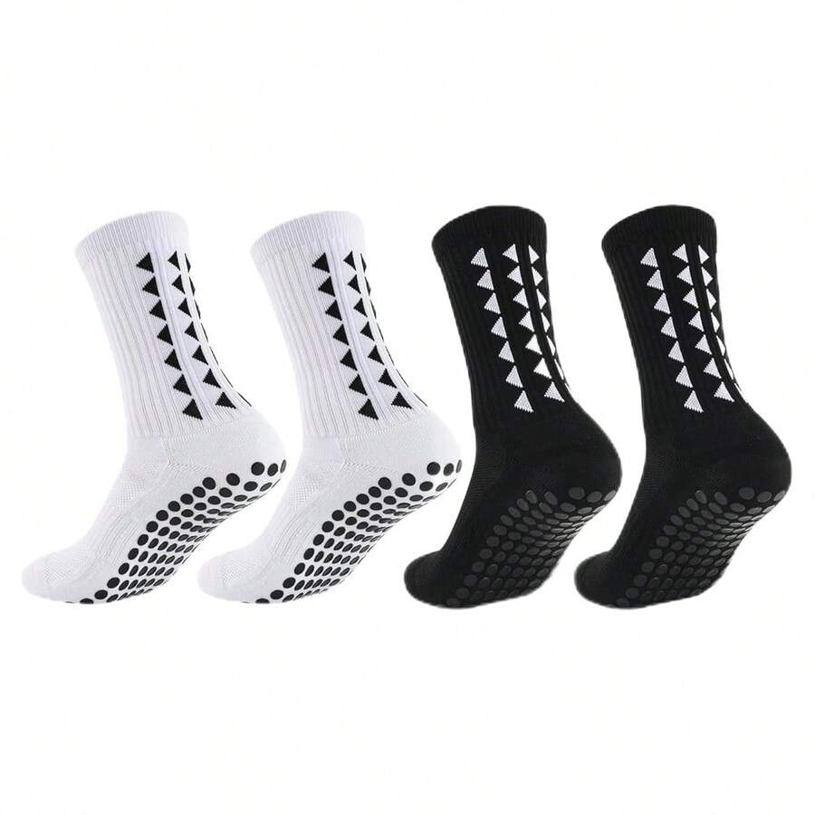 2 Pairs Soccer Socks - Mid-Calf Grip, Sweat-Absorbing, Durable, Terry Cushioned Sports Socks Suitable For Football, Cycling, Climbing And Running - Multicolor - View 1