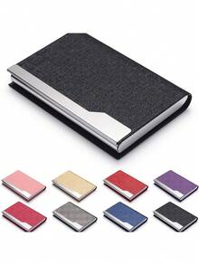 名片夹大容量 PU 收纳盒，适用于办公室、展会学校用品、返校季的便携式收纳盒 - 皮質商務名片夾 - 查看 1