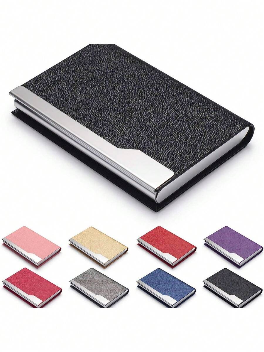 名片夹大容量 PU 收纳盒，适用于办公室、展会学校用品、返校季的便携式收纳盒 - 皮質商務名片夾 - 查看 1