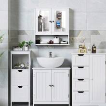 Mobile lavabo per il bagno, mobile bagno sottolavabo a 2 livelli con 2 ante, bianco 60x30x60cm
