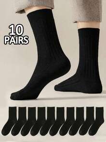 10/5/3/1 Pair Classic Black Breathable Moisture Wicking Men's Socks For Business/Formal Wear Or Sportswear, Suitable For Spring/Summer - Black - View 9