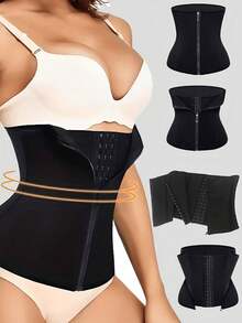 Đai nịt bụng định hình eo có khóa kéo, đai nịt eo thoáng khí, đai phục hồi sau sinh có thể điều chỉnh với khóa kéo và gọng thép. - màu đen - Xem 12