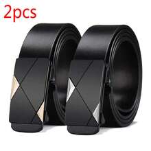 1/2/3件/套 男士休闲黑色自动扣皮带 - 时尚商务风，送给丈夫或男友的理想礼物，PU材质，适合夏季、秋季、万圣节、秋冬季等各种场合，也适合青少年、青年、男士，休闲、户外、运动、度假、毕业、生日、日常穿着。 - 黑色 - 查看 8