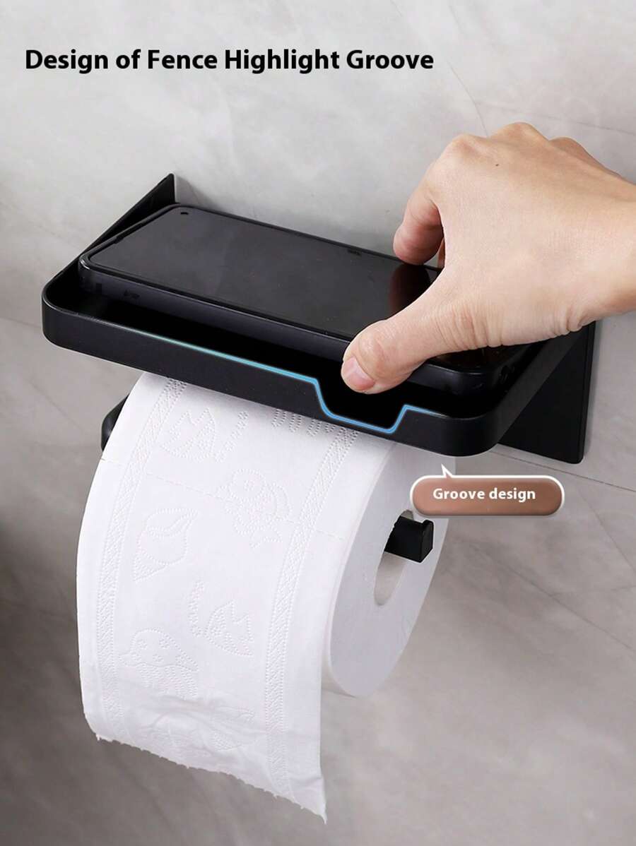 Luxury Self-Adhesive Wall-Mounted Tissue Rack With Storage Rack - High-Gloss Polished Tissue Box Dispenser, Bathroom And Kitchen Dual-Purpose Storage Rack, Toilet Paper Rack, Towel Storage Rack, Bathroom Supplies, Hotel Back To School