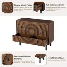 COZAYH Farmhouse 4-Door Storage Cabinet,6-Drawer Dresser, Accent Sideboard Buffet Cabinet With Circle Pattern And Radioactive Wood Lines - Tủ 6 ngăn kéo - Xem 4