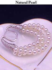 1 Pair Fashion Pearl Earrings, Natural White Pearl Eardrops, Daily Wear Jewelry Gift Box For Women