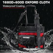 HAUTMEC Electrician Tool Bag With Parts Tray HeavyDuty 37Pocket Open Top Tool Tote Reinforced Base WaterResistant Adjustable Shoulder Strap HT0174 - ‎black&Red - View 3