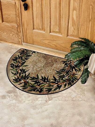 1 件半波西米亚风圆形门垫，半圆形浴室地毯，曼陀罗波西米亚风格防滑迎宾入口吸水浴室垫，适用于厨房客厅的室内地毯，家居装饰