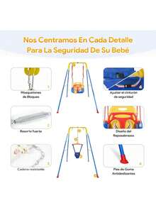 Juego De Rebote Plegable 4 En 1 Columpio Para Bebe Infantil - Azul - Ver 2