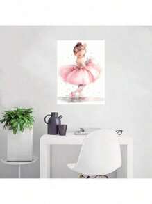 1/6PCS Optional Frame Posters Wall Arts Modern Pink Ballerina Girl Unicorn Butterfly Poster Kids Room Decorative Posters Wall Bedroom Decor ,Wall Art With Frame