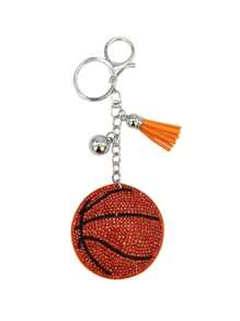 Llavero con decoración de baloncesto con strass, mini borla con decoración de moda para bolso