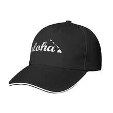 Aloha Hawaiian Islands Baseball Cap Adjustable Unisex Hat For Men Women Fashionable Sun Hat Breathable For Casual Outdoor Street Daily Wear - Black - View 1