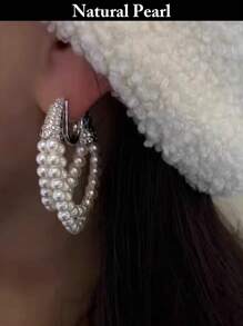 1 Pair Fashion Pearl Earrings, Natural White Pearl Eardrops, Daily Wear Jewelry Gift Box For Women
