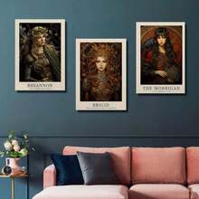 3pcs可选帆布印花装饰画、复古凯尔特人、布里吉特、莫里根女神海报挂画、文艺复兴时期绘画、凯尔特神话家居装饰、室内家居壁画 - 彩色 - 查看 5