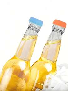 3/6/12/30pcs Random Colored Silicone Beer Bottle Fresh-Keeping Lid, Soda Water Fresh-Keeping Lid, Soda Water Leak Proof Fresh-Keeping Lid, Silicone Bottle Cap Sealing Lid, Edible Material