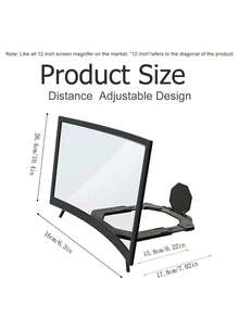 Screen1pcs Magnifier For Cell Phone, 12" Curved Phone Magnifying Screen Upgraded HD 3D Phone Screen Amplifier Phone Stand With Screen Enlarger Compatible With All Smartphones For Movies Videos