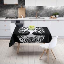 1 Stück Tischdecke mit abstraktem Baum-Muster auf schwarzem Hintergrund, geeignet für Zuhause, Esszimmertisch, Familienessen, tägliche Küchentischausstattung