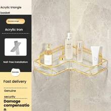 1pc New Luxury Bathroom Triangle Counter Top Acrylic Storage Rack, Washroom Vanity Corner Organizer, Convenient - Multicolor - View 5