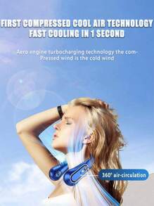 1 pezzo Ventilatore portatile da collo ricaricabile regolabile, ventilatore indossabile, raffreddatore d'aria portatile ricaricabile con display digitale a LED, 5 velocità di regolazione, ventola da collo appesa, uscita dell'aria superiore e inferiore, ventilatore USB portatile mini senza lame