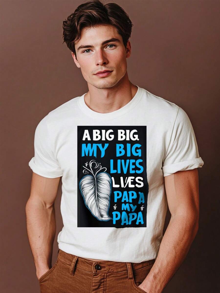 1 camiseta con gráfico creativo | Impresión de plumas de papá de My Big Lives | Diseño creativo único, estilo artístico | Unisexo | Todas las estaciones | Regalo perfecto para seres queridos, amigos y familiares. - Blanco - Ver 1