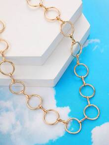 1pc Fashionable Personalized Dramatic Geometric Circle Choker Necklace - Gold - View 2