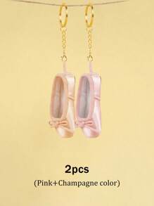 Handmade Ballet Dance Toe Shoes Jewelry Mini Shoes Satinkey Chain,Equipped With A Bow With Pearls,Can Be Used As Bag Accessories, Keychains, Phone Chains, Etc, With 6 Colors To ,Choose From, Fashionable Matching Items, Can Be Given To Friends Who Are Studying Ballet,Family, Colleagues, Relatives, Etc,Personalized Gifts For Family And Friends, Travel Accessories Car Accessories Bag Charm Backpack For School