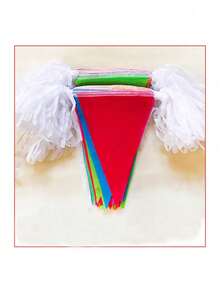 100pcs/Set 164ft Pennant Bunting Flags, Durable Outdoor Party Festival Decor For Weddings, Parties, Sports Events, Malls, Indoor Holiday And Garden Activities, With Easy Hanging String - Multicolor - View 7