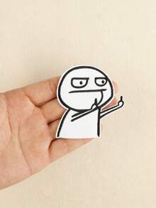 2pcs Dislike Gesture Embroidered Patches, Funny Cute Polyester Iron-On/Sew-On Decorative Patches, Suitable For DIY On Clothing, Bags, Shoes, Hats - Black and White - View 6