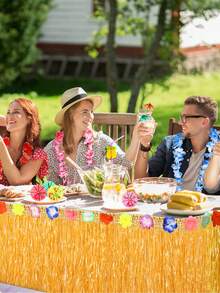 夏威夷宴会热带派对装饰套装 夏威夷桌裙 棕榈叶 芙蓉花 彩色雨伞 水果吸管 菠萝 火烈鸟 夏威夷派对、夏威夷背景、夏威夷装饰 - 彩色 - 查看 8