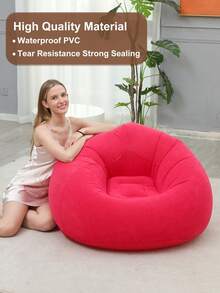 新款充气毛绒沙发适合懒人可折叠脚踏沙发床户外便捷躺椅带脚凳热销 - 彩色 - 查看 11