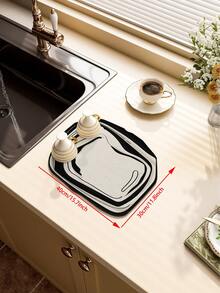 1 tấm thảm Diatomite đa năng màu đen trắng, khả năng thấm hút nước tốt, chống mài mòn, thiết kế sọc bất đối xứng, có thể dùng làm thảm phơi bát đĩa, thảm thoát nước mặt bàn bếp, đế lót ly, thảm cho thú cưng. - đen và trắng - Xem 16
