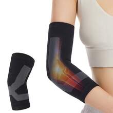 1pc Compression Elbow Sleeve, Elbow Support Brace For Basketball, Tennis And Fitness Exercising - Black - View 1