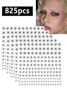 1650/825/165/1pc 3-6mm Silver Plated Acrylic Fake Nose Ring Ear Stud Sticker Fake Eyebrow Lip Ring Non-Pierced Body Jewelry Face Sticker - 銀色 - 查看 13