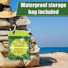 1 pieza Removedor de arena para playa, bolsa removedora de arena fácil de limpiar, con llavero, bolsa para polvo de playa, cepillo removedor de arena, tamiz de arena, material suave y amigable con la piel, herramientas de limpieza de playa inodoras, bolsa impermeable, guantes para limpiar arena, suministros para vacaciones en la playa, artículo esencial para viajes a la playa, para toda la familia en vacaciones de camping