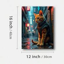 1pc Framed Canvas Poster, Orange Cat, Tactical Vest, Cyberpunk-Style Wall Art Canvas Paintings, Ideal Gift For Bedroom Living Room Corridor, Wall Art, Wall Decor, Room Decoration - Multicolor - View 7