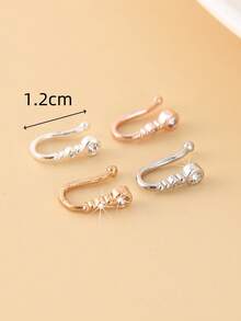 4pcs Simple Hiphop Zirconia U-Shaped Nose Rings, Fashionable Elegant Style, Suitable For Party And Daily Wear