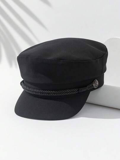 1 顶级女士编织绳船锚纯色时尚檐贝雷帽画家帽高顶礼帽日韩风八角报童帽适合日常出游逛街