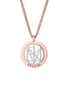 New Style Creative Custom Made Name Logo Disc Necklace Gift For Women, Mother'S Day Personalized Name Customization Jewelry Carving Pendant Necklace Gifts For Wife - Rose Gold+Silver - View 7