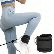 1pc Ankle Resistance Band, Leg/Ankle Resistance Training Band Fitness Equipment For Hip Workout, Glute Exercise Strap (With Kickback) For Men And Women (Metal Ring And Resistance Band Color Is Random) - Black - View 11