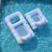 1pc Outdoor Inflatable Floating Bed, Double Inflatable Bed, Swimming Pool Floating Chair Bed - Multicolor - View 2