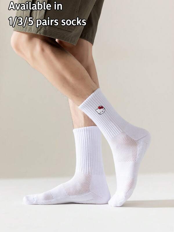 Sanrio Sanrio Hello Kitty Embroidered 1/3/5 Pairs Women And Men's/Couple Short Knee,Sockspersonalized, Funny, Happy,Colorful, Creative Anime Cartoon Design, Holiday Gift, Comfortable And Breathable, Improve Family Atmosphere, Fashionable And Suitable For Both Men And Women. Interesting Socks, Crazy, Anime, Multi-Color Socks