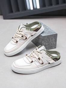 男士时尚休闲运动鞋，透气低帮一脚蹬运动鞋 - 白色 - 查看 5