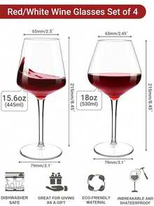 MICHLEY 2/4/6个装漂浮塑料酒杯，不易碎透明杯，Tritan塑料材质，可放入洗碗机清洗，适合露营、聚会、父亲节礼物 - 透明 - 查看 5