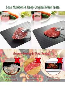 1 Aluminum Alloy Ultra-Fast Defrosting Plate, Beef And Seafood Defrosting Tray, Frozen Food, Fish And Meat Defrosting Cutting Board - Black - View 4