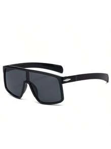 1 pieza Gafas de moda con marco grande y sin montura, con remaches, lentes sin marco, adecuadas para ciclismo, deportes, viajes, senderismo