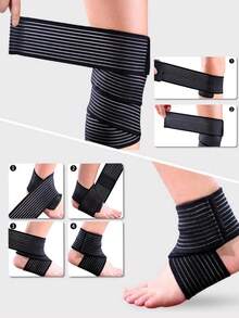1Pc Elastic Wrap Ankle Support Brace Compression Knee Elbow Wrist Ankle Hand Support Wrap Gym Sports Bandage Strap ﻿,Compression Bandage Brace Support For Legs,Stabilising Ligaments, Squat,Basketball,Running