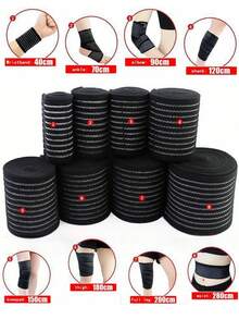 1Pc Elastic Wrap Ankle Support Brace Compression Knee Elbow Wrist Ankle Hand Support Wrap Gym Sports Bandage Strap ﻿,Compression Bandage Brace Support For Legs,Stabilising Ligaments, Squat,Basketball,Running